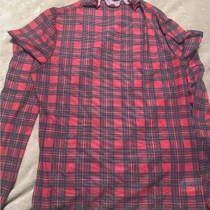 Plaid Long-Sleeve Tee in Red